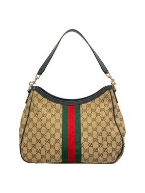 Gucci Shoulder Bag GG Pattern Sherry Dark Brown Beige Multi Leather